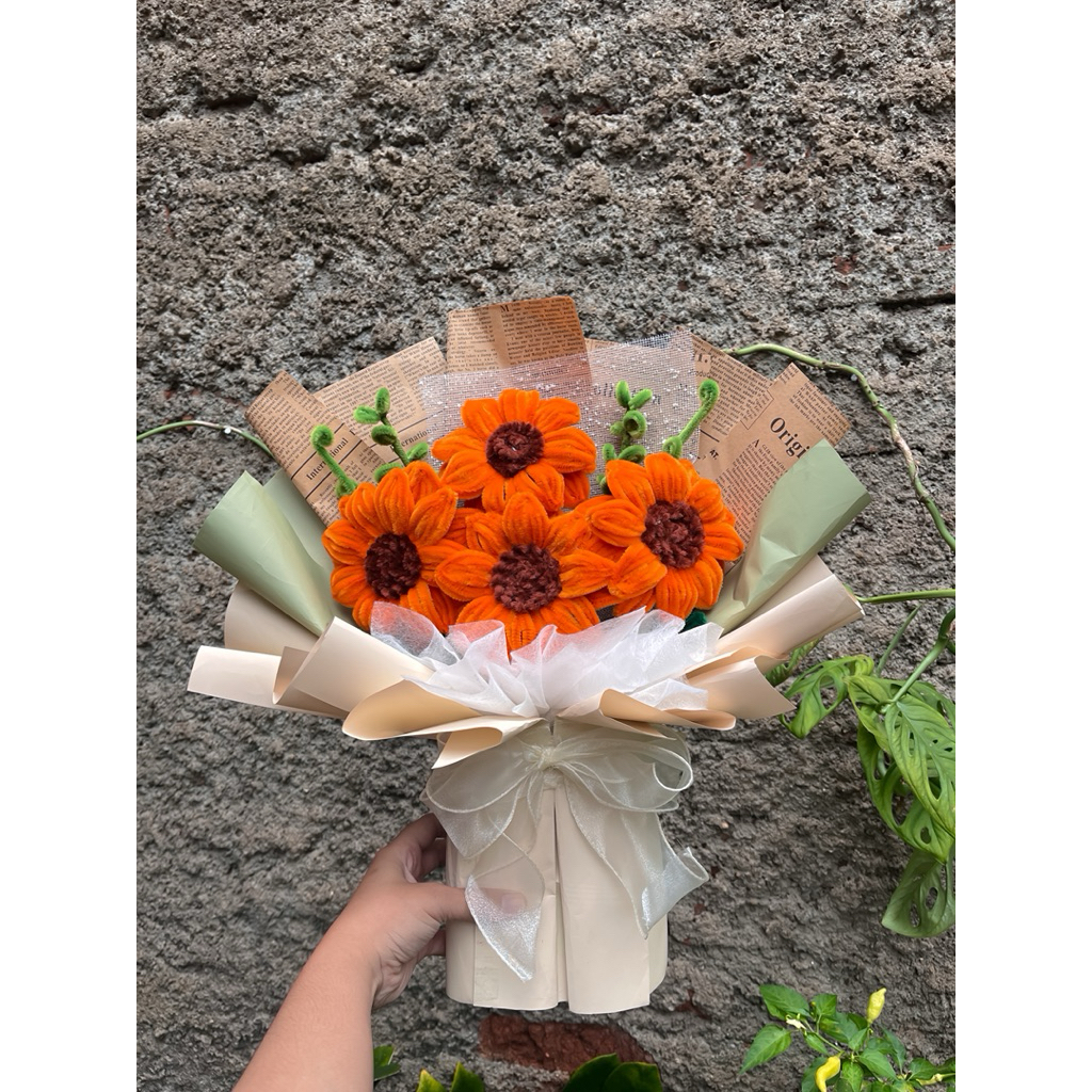 RUSTIC SUNSHINE/ BUKET SUNFLOWER/ BUKET BUNGA MATAHARI/ SUNFLOWER BUKET/ BUKET WISUDA/ BUKET LAMARAN