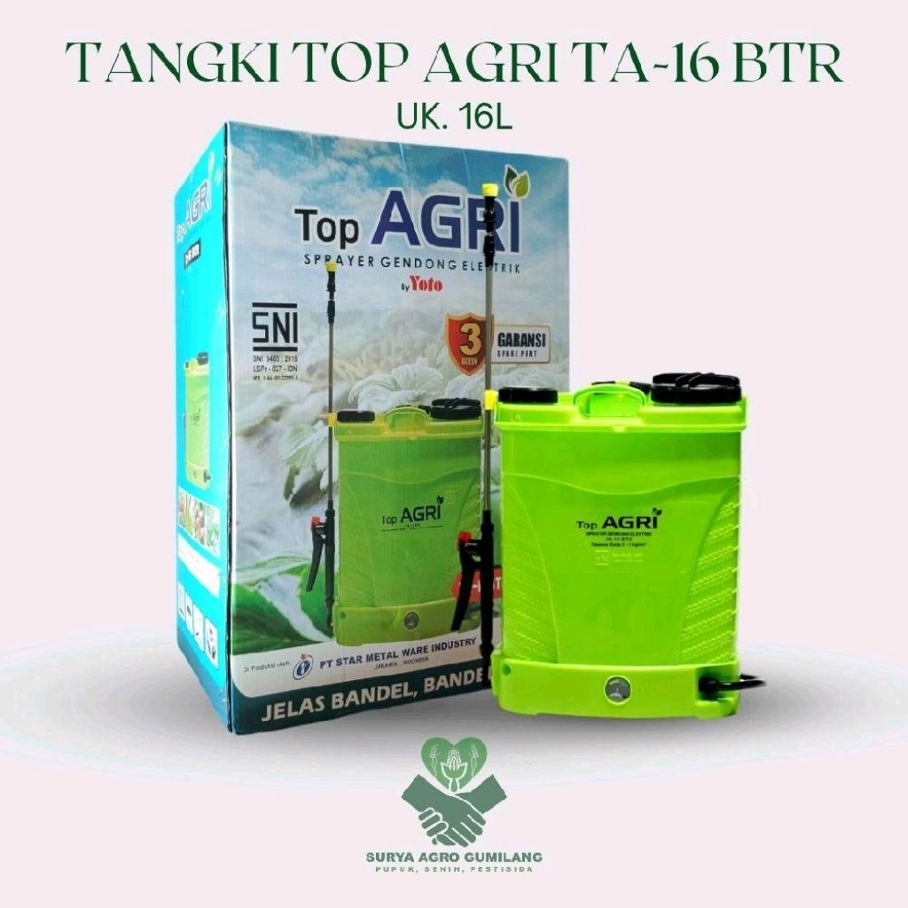 Tangki Semprot Elektrik Sprayer Elektrik Top Agri TA-16 BTR Alat Semprot Pertanian Alat Semprot Pete