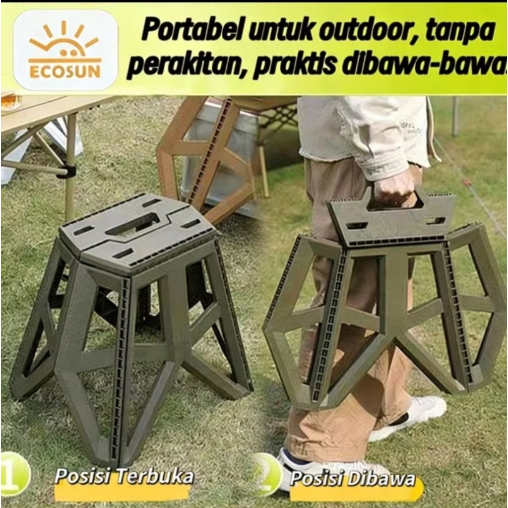 Bangku Duduk Lipat Plastik Kokoh Kursi Outdoor Serbaguna