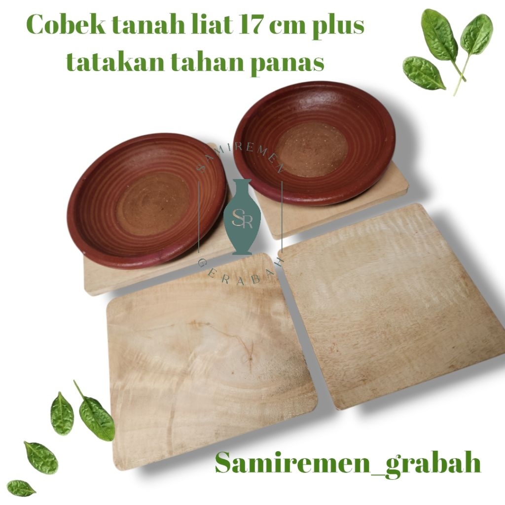 COBEK TANAH LIAT SAMBEL GAMI TAHAN PANAS FREE ALAS TATAKAN KAYU  20 CM