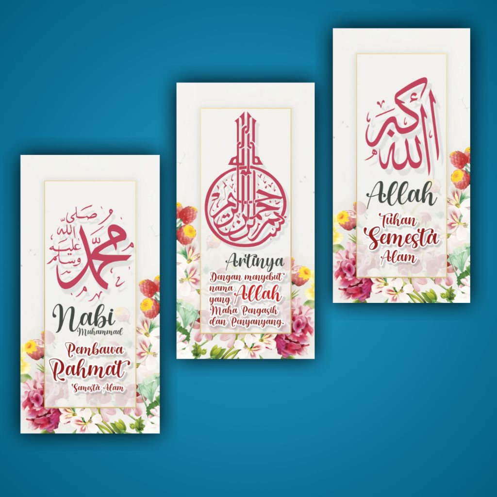 Kaligrafi Hiasan dinding rumah lafaz allah muhammad Ayat Kursi/ 3 Set Hiasan Dinding kaligrafi/Hiasa
