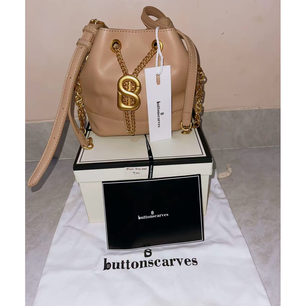 Myra Bag Small Tan ButtonScarves  with box