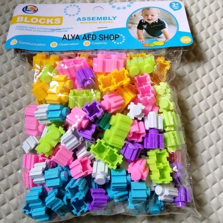 ALYA AFD SHOP LB4 Play Blocks Assembly Building Blocks untuk Anak-anak Umur 3+ Tahun dengan 100 Pcs 