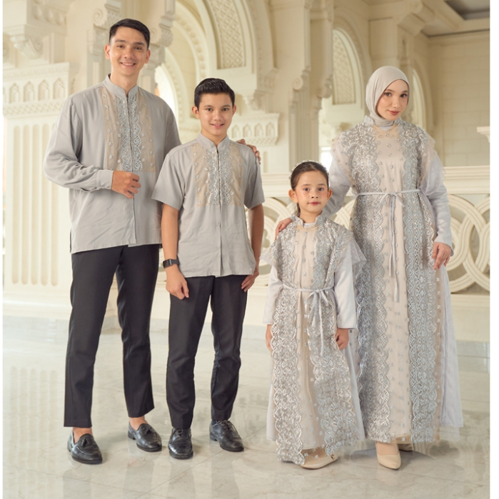 EST THE LABEL - RIAD REVERIE FAMILY SILVER/ kemeja koko muslim/ baju koko lengan pendek/ kemeja leng