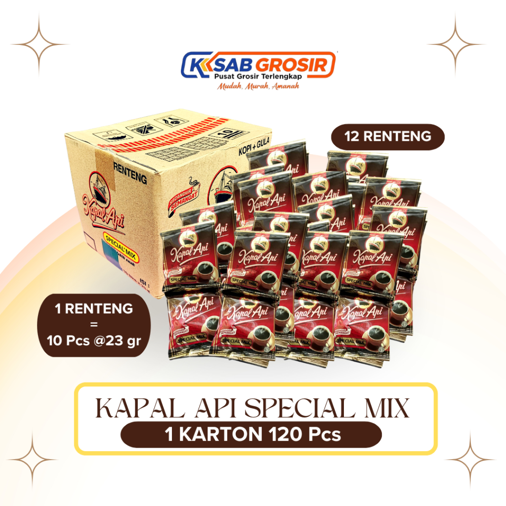 [KAPAL API 1 KARTON] KOPI KAPAL API Special Mix 23gr x 12 Renceng 1 DUS - Kopi Hitam + Gula