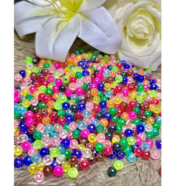 Manik Manik bulat boba transparant AB 3mm