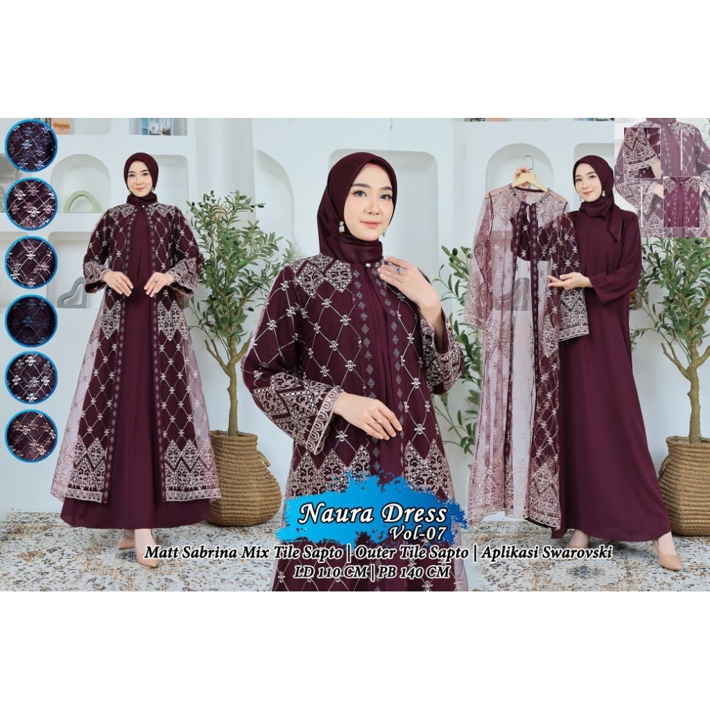 Gamis Sabrina Rompi Lepas Brukat Tile Naura Dress Poetri collection