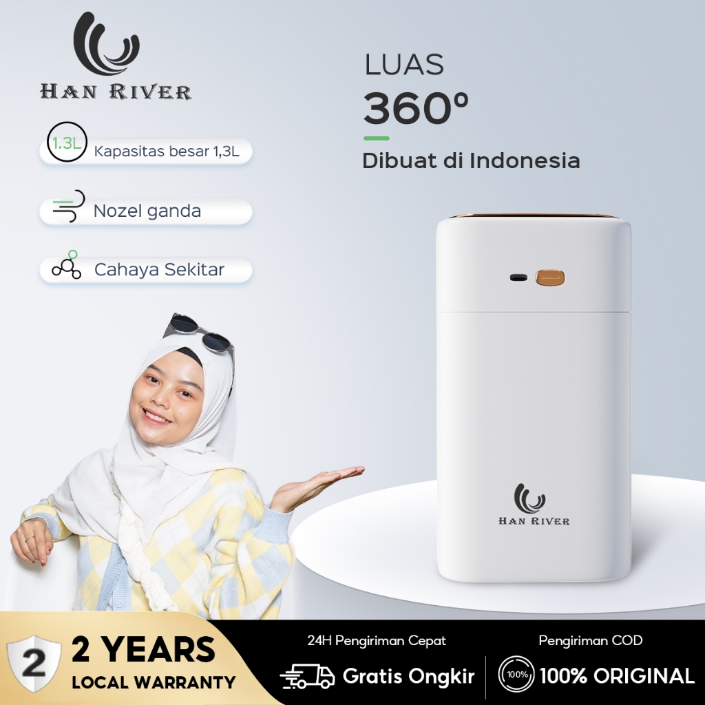 HAN RIVER Humidifier Diffuser air purifier 1.3L Kapasitas tinggi semprotan ganda