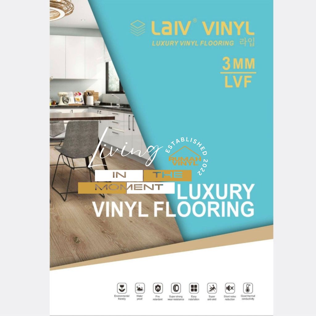 Vinyl Flooring Laiv / Vinyl Lembaran 3mm Motif Kayu / Lantai Vinyl Kayu Plank