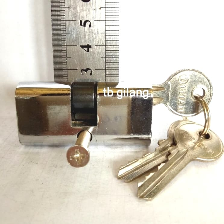 Kunci Pintu Sliding Kait Aluminium Silinder anak kaca 54 mm rumah kantor ruko zinc aloy lurus rata