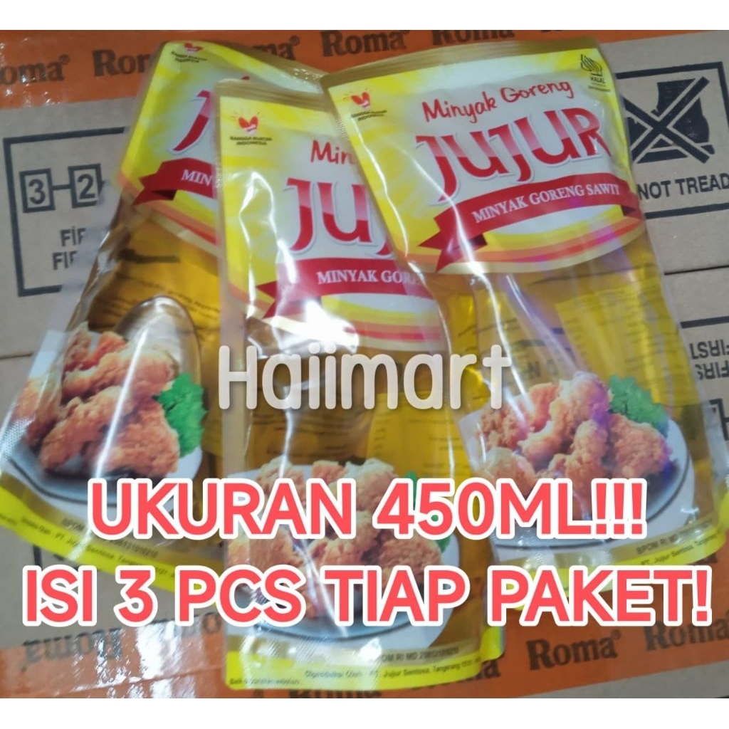 Paket Hemat 3Pcs Minyak Goreng Jujur 450ml ll Minyak Goreng Kemasan Pouch 450ml Murah Ekonomis