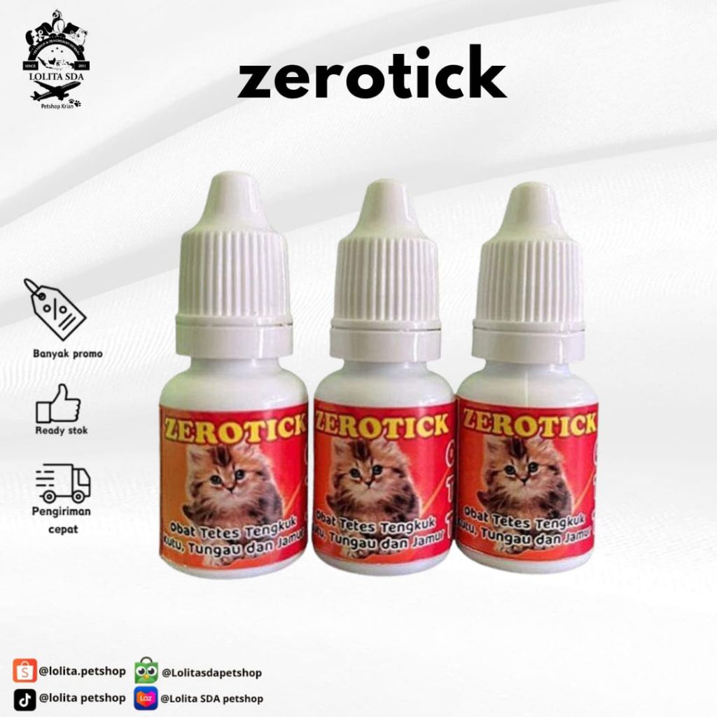 ZEROTICK Obat Tetes Tengkuk Kutu, Tungau Jamur Kucing