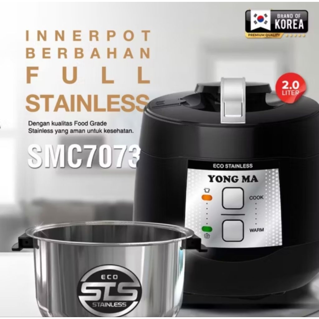 Magic Com YONG MA SMC 4053 2Liter / Rice Cooker YONG MA SMC7073 Panci Stainless 2LITER