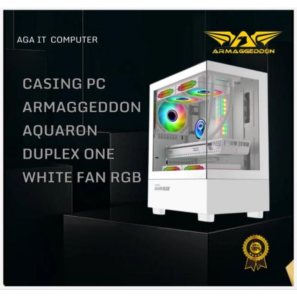 Armaggedon Casing PC Aquaron Duplex One White Fan RGB dengan Desain Elegan dan Fitur RGB yang Menari