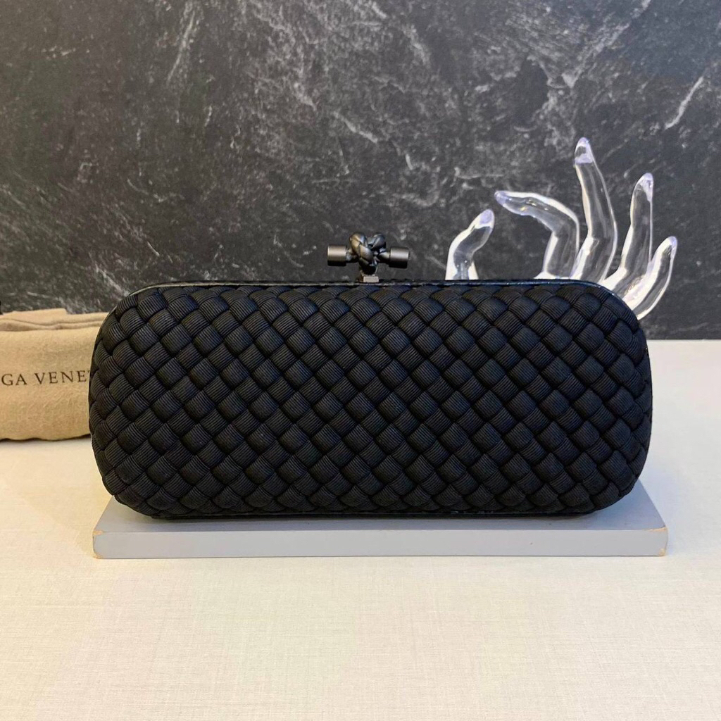 (PRELOVED) Bottega Veneta BV Knot Long Clutch Black RHW
