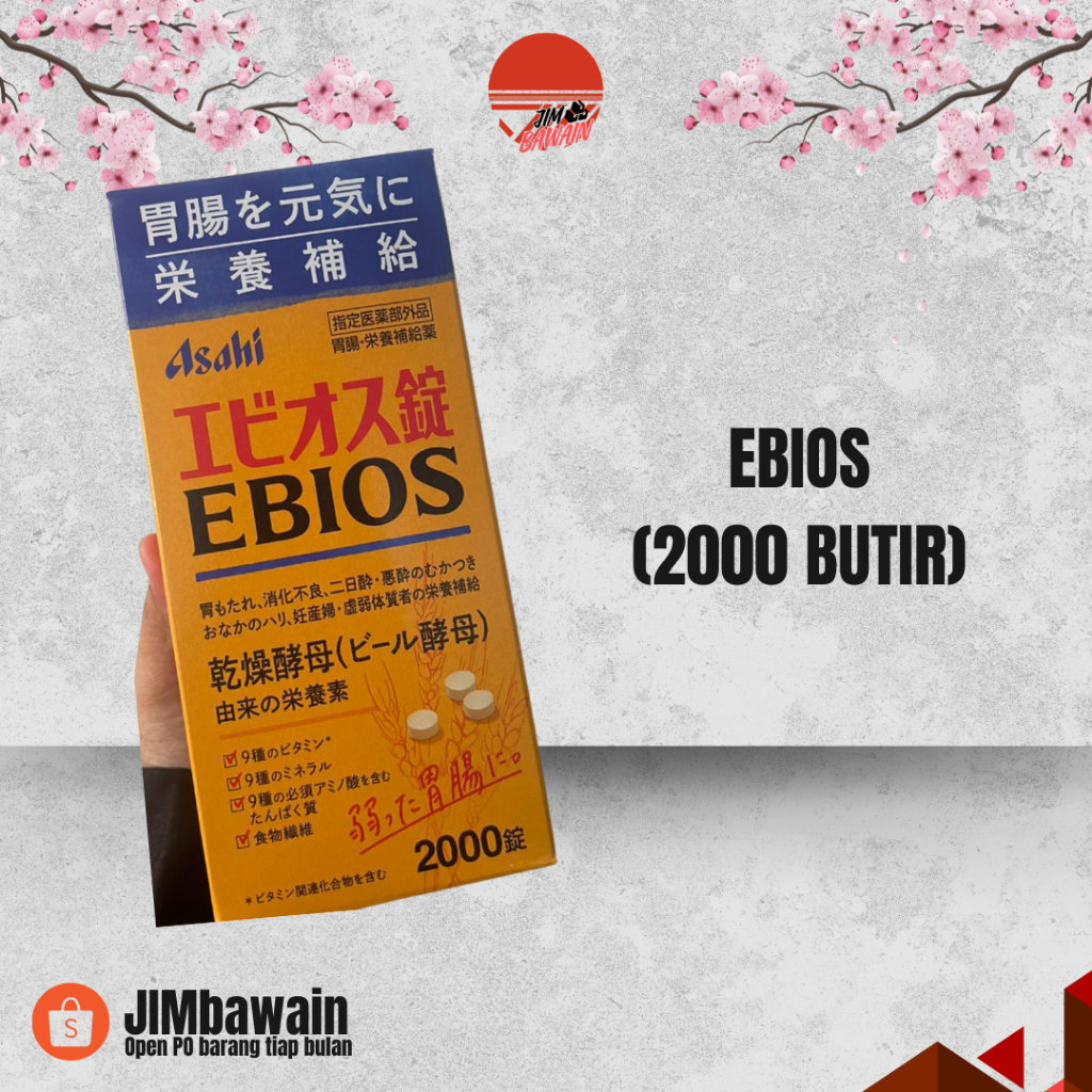 Ebios Tablet Asahi Jepang 2000 Tablet | Suplemen Pencernaan Lambung & Usus