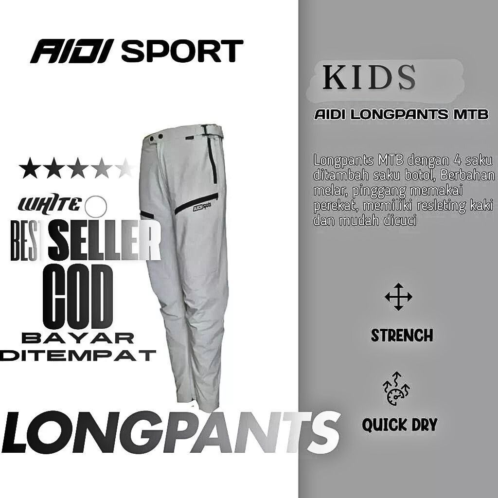 Celana panjang anak MTB White /BMX Adventure