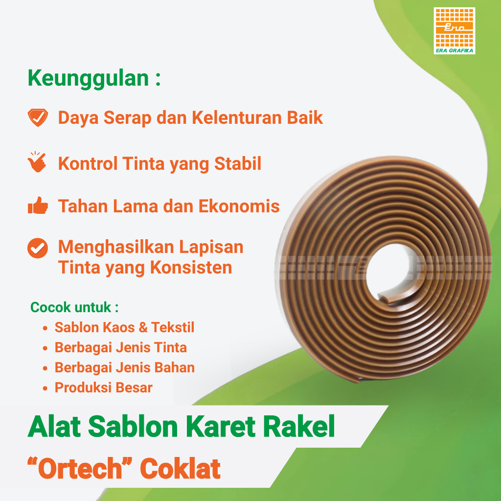 Karet Rakel Sablon ORTECH Coklat | Untuk Tinta Basis Minyak (Solvent Base)