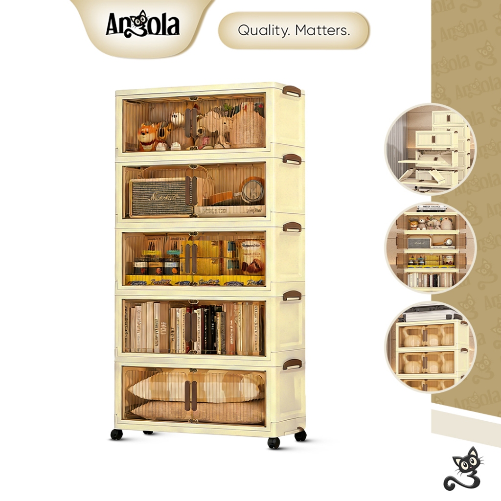 ANGOLA Lemari Lipat Storage Box Susun 5 Tingkat Tempat Penyimpanan Barang Kecil G54A-G56A Lemari Pak