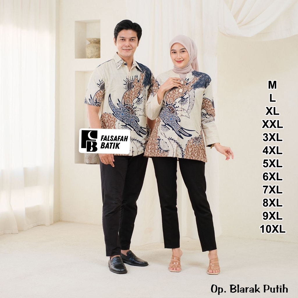 Falsafah Batik Batik Couple Blouse Wanita Lengan Panjang Adem Kemeja Lengan Pendek Jumbo Ukuran M L 