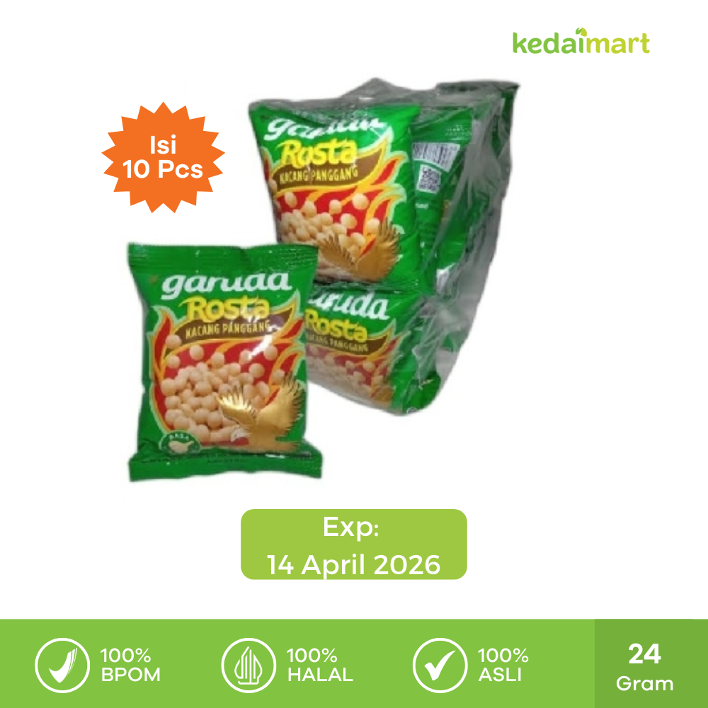 Garuda Rosta Kacang Panggang Rasa Bawang Renceng Isi 10 x 24 Gram