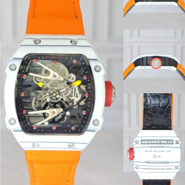 Jam Tangan RM27-02 Swiss Automatic Movement Strap Velcro Dial Carbon