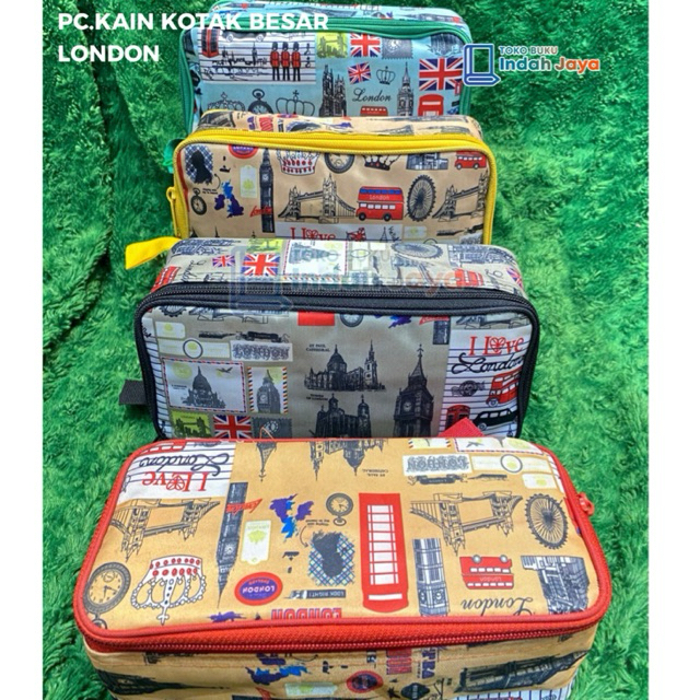TEMPAT PENSIL KAIN KOTAK BESAR MOTIF LONDON