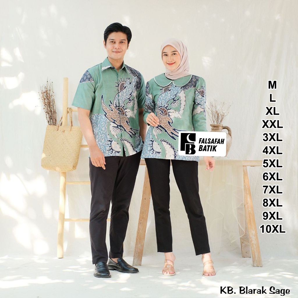 Falsafah Batik - Batik Couple Blouse Wanita Lengan Panjang Adem Kemeja Lengan Pendek Jumbo Uk. M L X