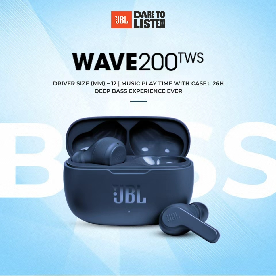 JBL Wave 200TWS Earphone Bluetooth TWS Bluetooth Full Bass IP54 Waterproof Up To 20 Hours Playtime T