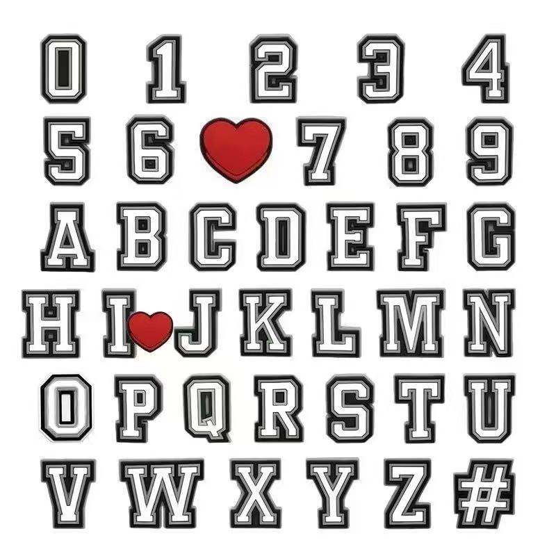 Charm Aksesoris Hiasan Pin Sandal Cross Karakter Lucu Motif A-Z Huruf 1-10 Angka
