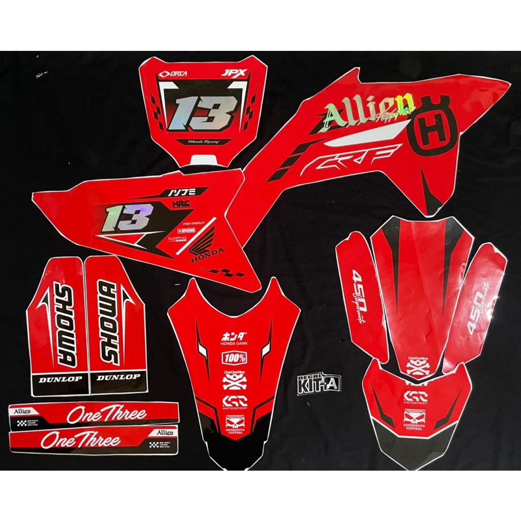 Decal Motor CRF 450 Stiker motor CRF 450 full body Merah Hitam kombinasi holo