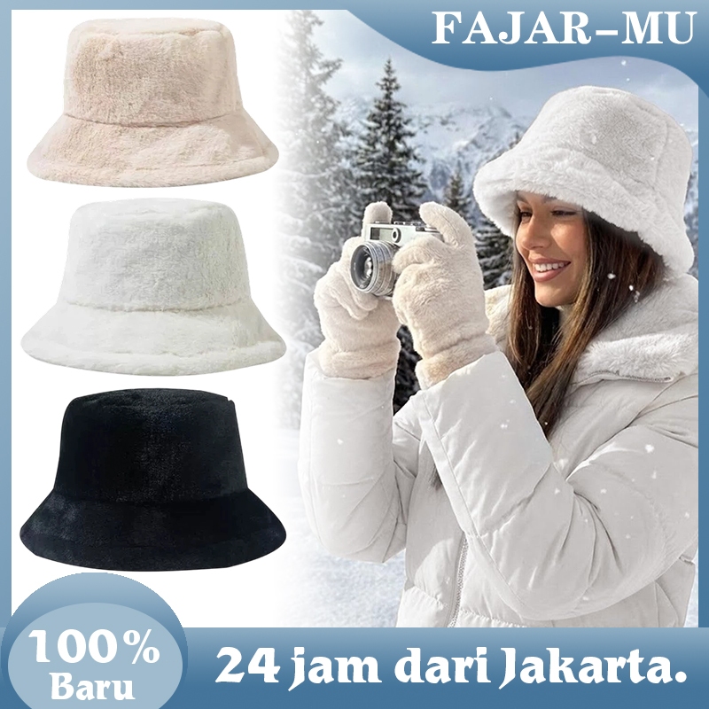 Topi Wanita Bulu Premium Halus Tebal / Topi Wanita Musim Dingin Fashion Gaya Jepang Korea