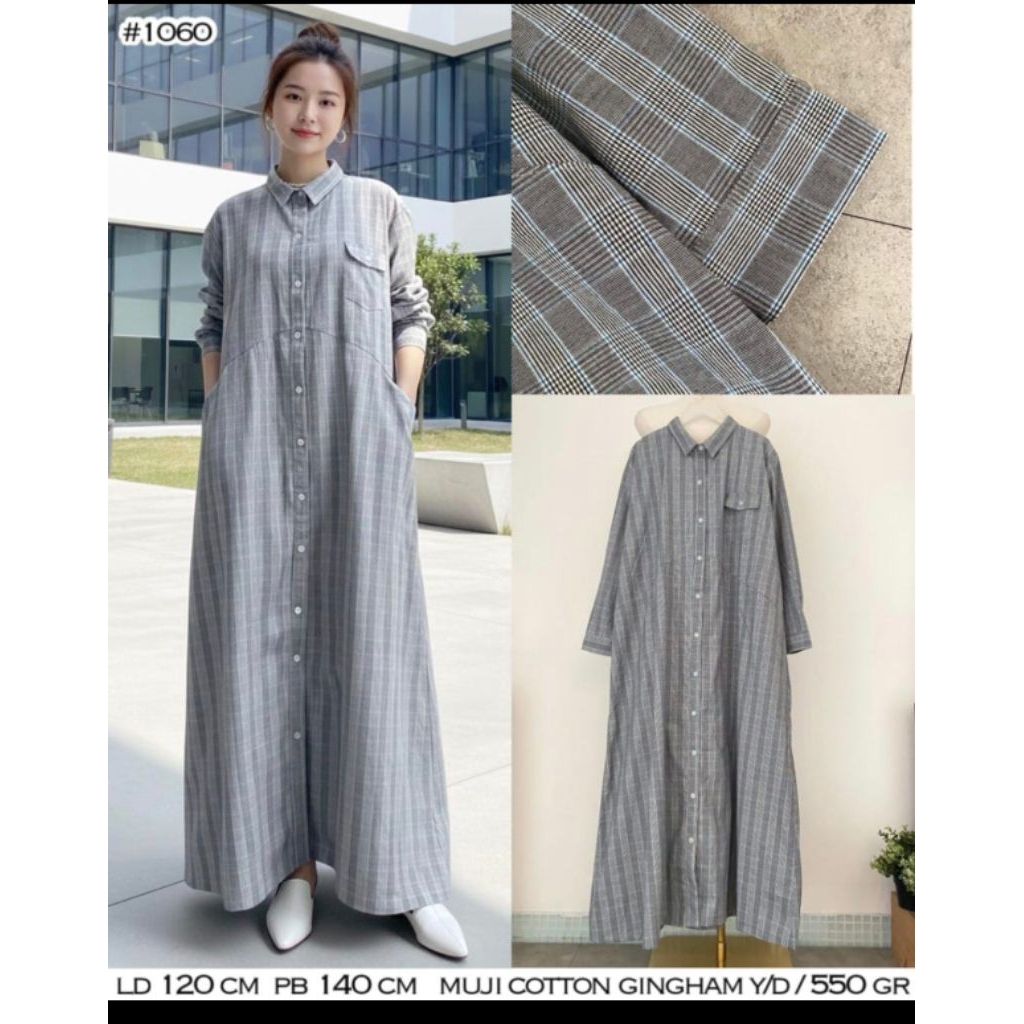 Real pic ORIGINAL Termurah Maxi dress Jumbo Flanel Zara Import / Gamis Oversize Premium Butik / Maxi