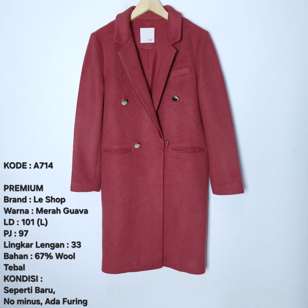 Coat Long Coat Winter PREMIUM bahan Wool Cashmere dan Angora Preloved 57