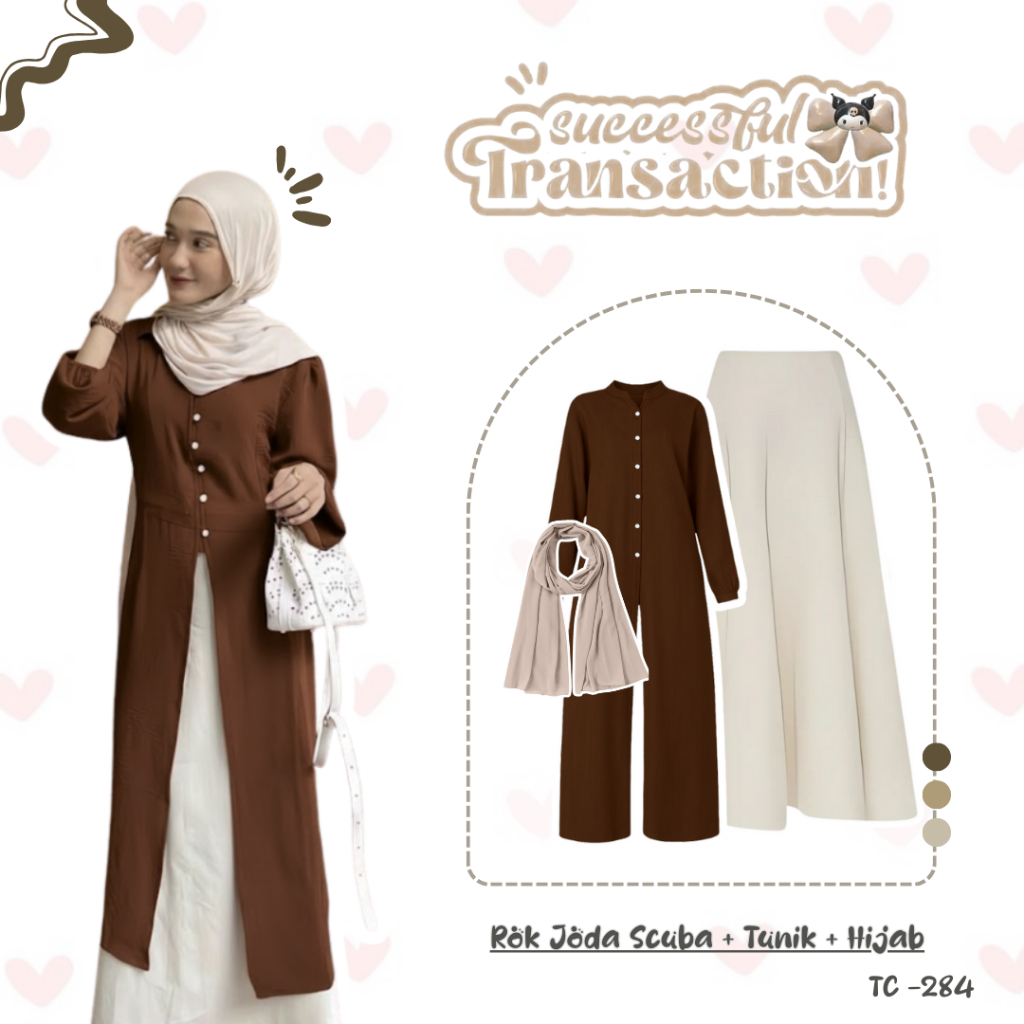 Setelan Bukber Tunik  Remaja Terbaru ( Rok Joda + Tunik + Pashmina ) OOTD Lebaran SET TC-284
