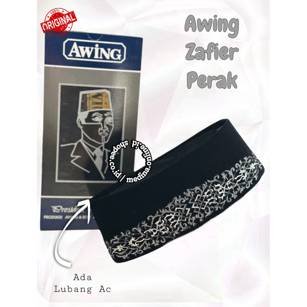 Songkok Awing/ peci Awing / kopiah Awing Zafier perak Original 100%