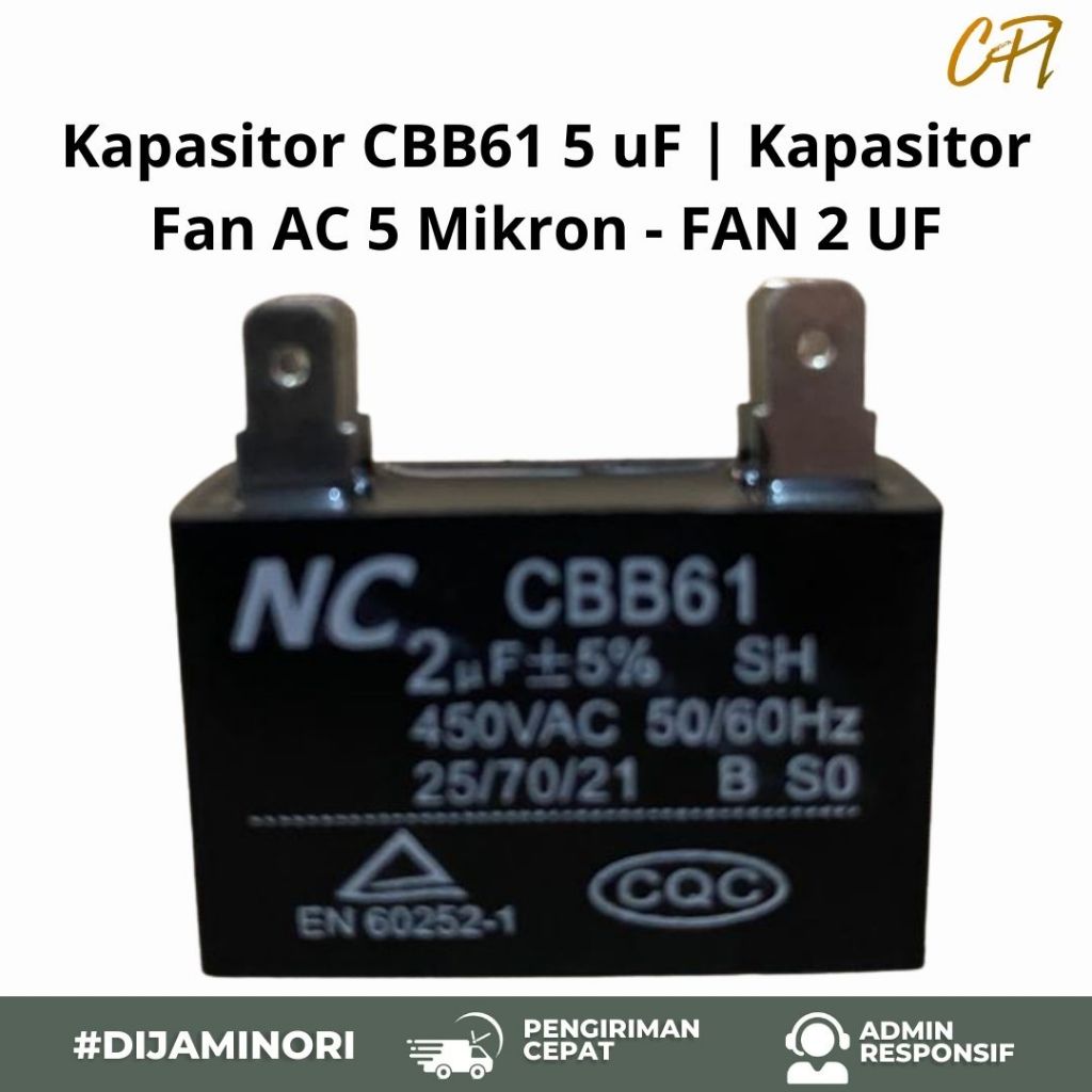Kapasitor CBB61 5 uF | Kapasitor Fan AC 5 Mikron - FAN 2 UF