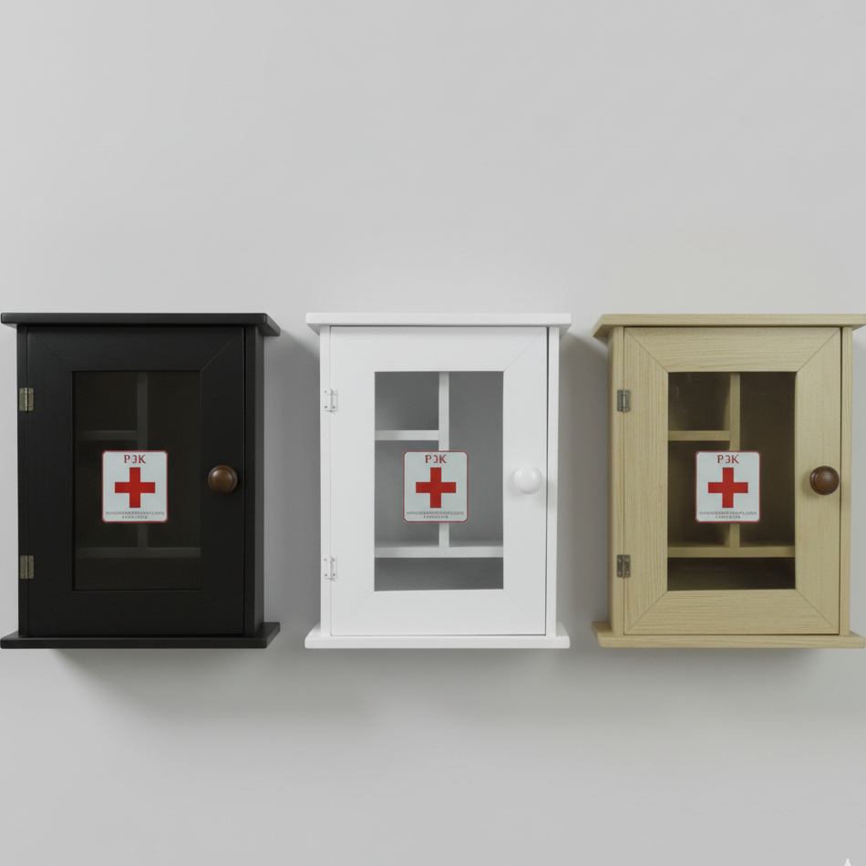 PILIHAN WARNA BANYAK Kotak Obat Kayu Aesthetic 38cm - Lemari P3K Dinding Minimalis