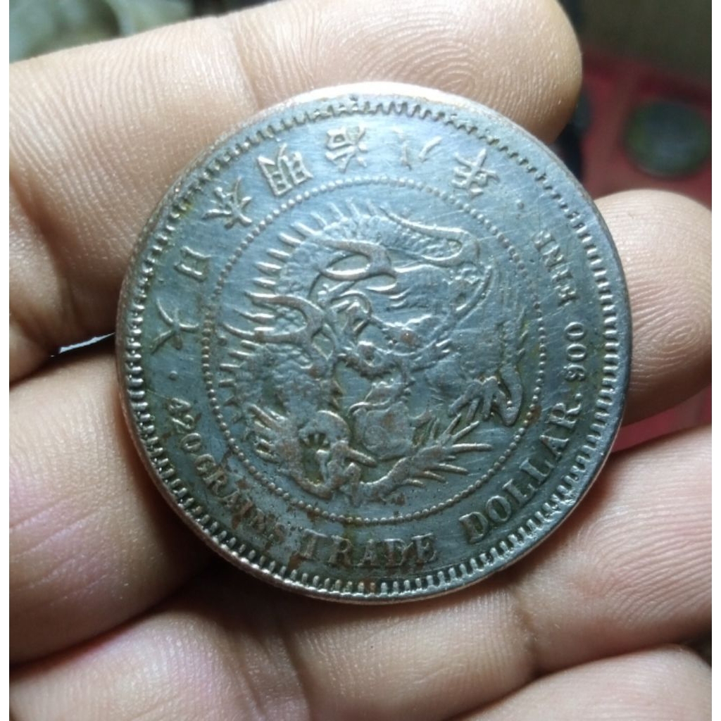 Koin Souvenir Trade Dollar Meiji Jepang Silver Plated