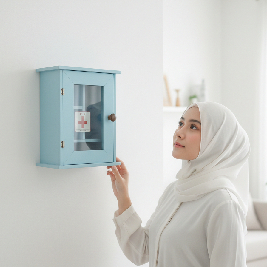 [PROMO SPESIAL] Box P3K Kayu Besar 38cm - Kotak Obat Berwarna Elegan