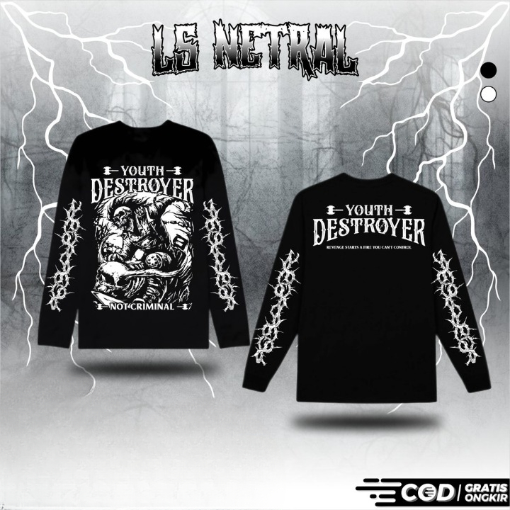 PROMO KAOS LENGAN PANJANG NETRAL YOUTH DESTROYER T-SHIRT LONGSLEEVE NETRAL