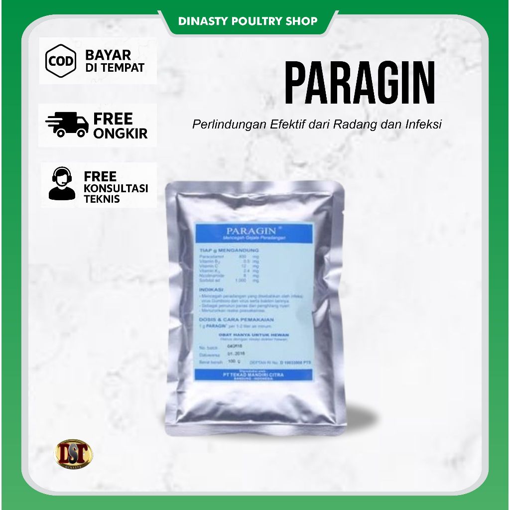 PARAGIN 100gr Obat Ayam Anti Radang Anti Infeksi Vitamin C Antibiotik Unggas Ayam Petelur Broiler