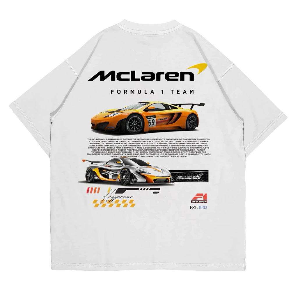 Kaos MCLAREN Sport Cars | Kaos Distro Sport Cars Katun Combed 24s Premium Terbaik | Unisex