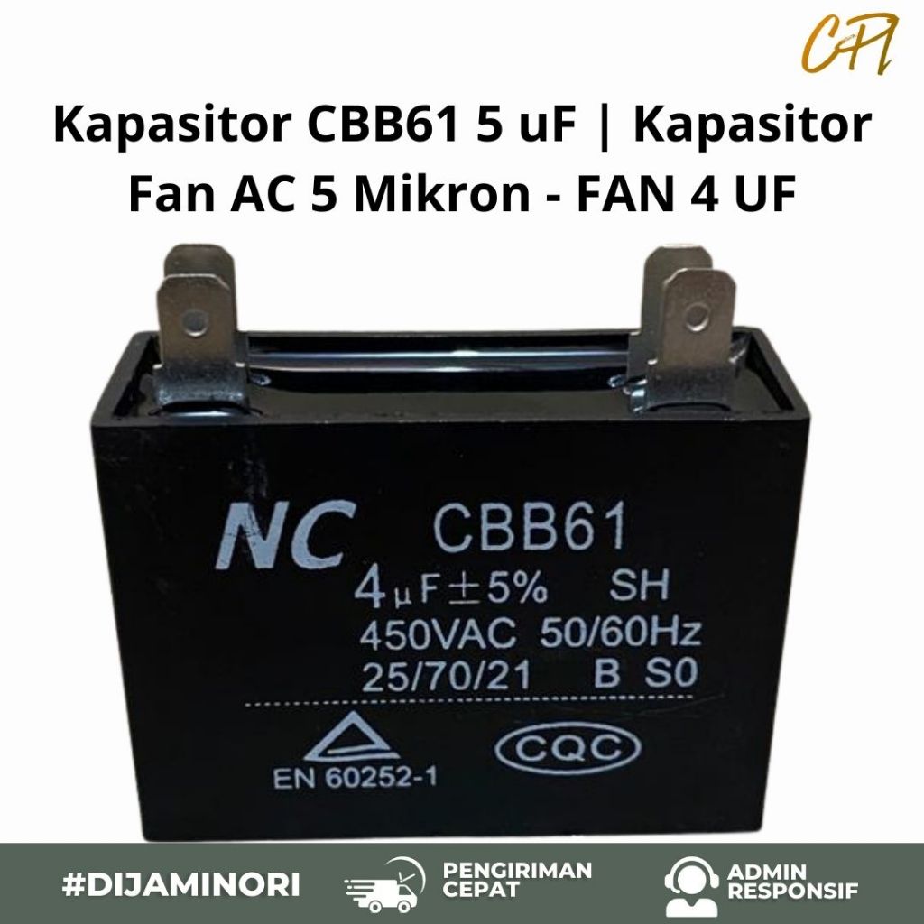 Kapasitor CBB61 5 uF | Kapasitor Fan AC 5 Mikron - FAN 4 UF