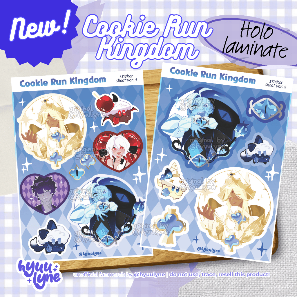 Cookie Run Kingdom sticker sheets A6 | Shadow Milk Cookie & Pure Vanilla Cookie