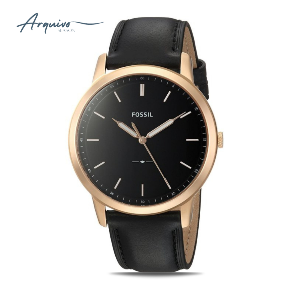 Jam Tangan Pria Fossil The Minimalist Kulit Hitam Casual Original FS5376