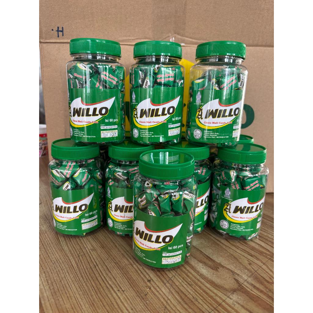 Permen Cube Willo (1 toples isi 60 pcs) - Permen Bervitamin, Rasa Coklat Milo, Bentuk Kecil