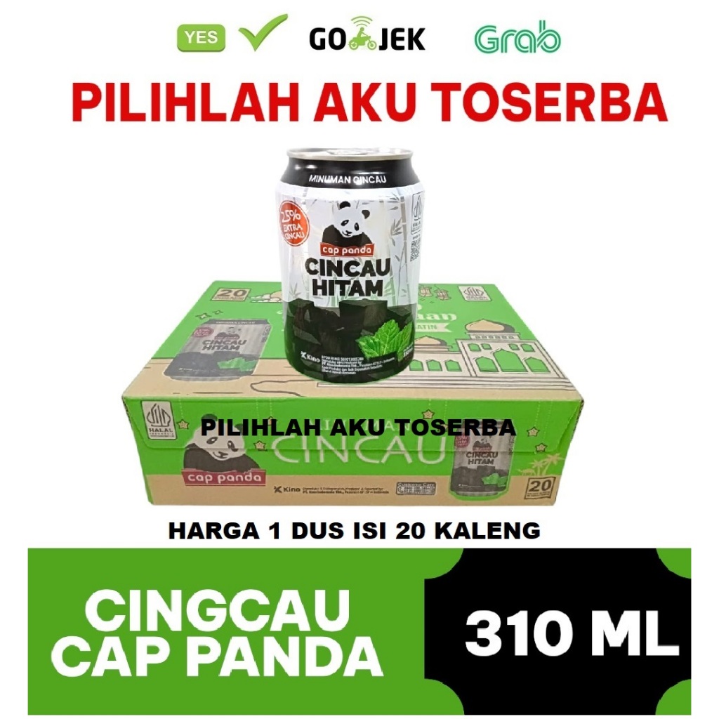 Minuman CINCAU cap PANDA / Grass Jelly KALENG 310 ml - ( HARGA 1 DUS ISI 20 kaleng )