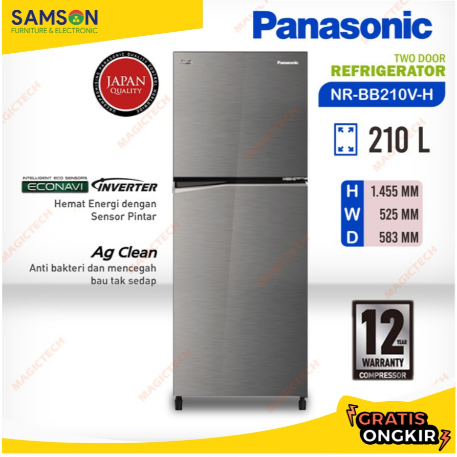 KULKAS PANASONIC 2 PINTU 210 L NR-BB210V-H ECONAVI INVERTER 210L