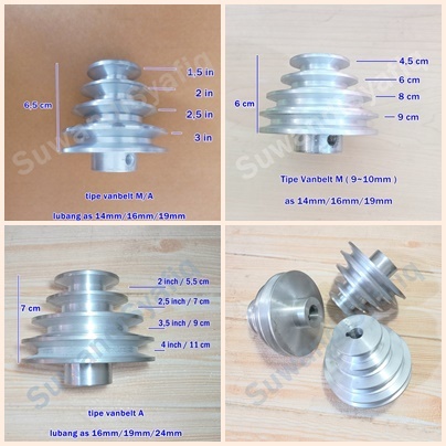puli pulley susun untuk dinamo penggerak bor duduk 16mm